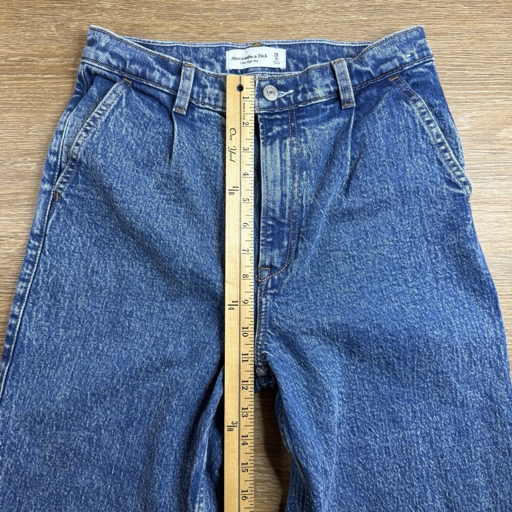Abercrombie & Fitch Ultra High Rise Barrel Jeans Women 28R Blue Tapered Ankle - Picture 9 of 12